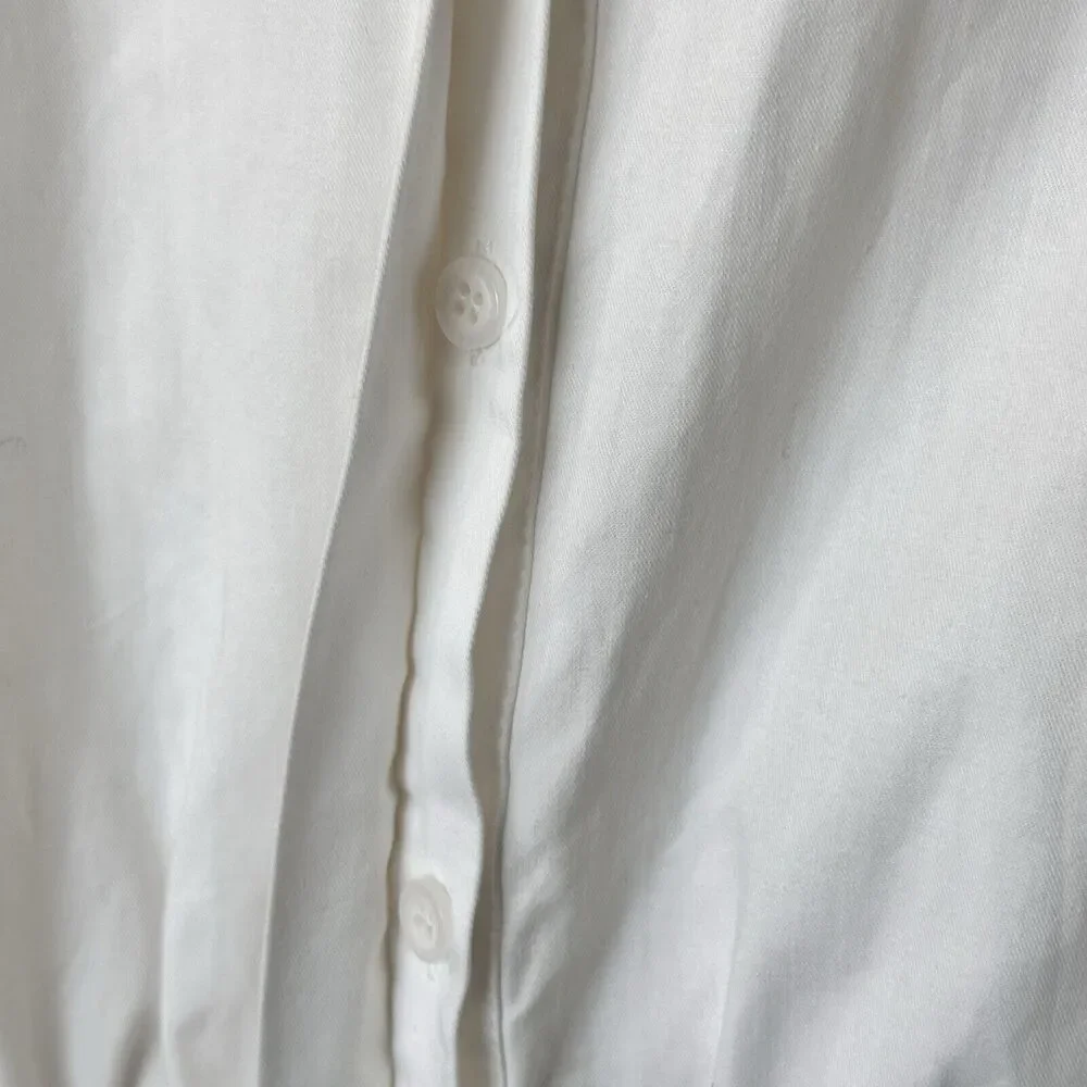 En Season M Button Front Ruched Detail Cut Out Button Down midi White Dress